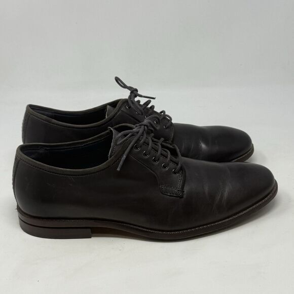 Cole Haan Grand Warner Shoes Mens 9.5 Gray Leather Classic Oxford Derby Dress - Picture 1 of 16